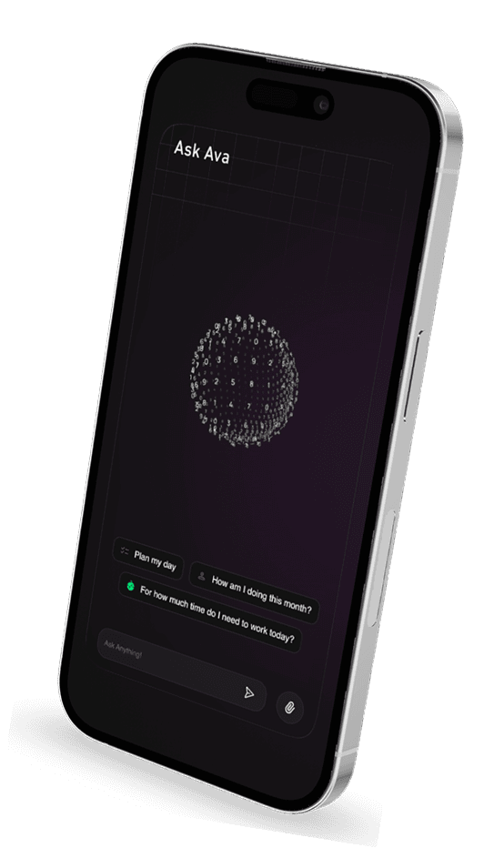 Mobile device displaying the AVA interface